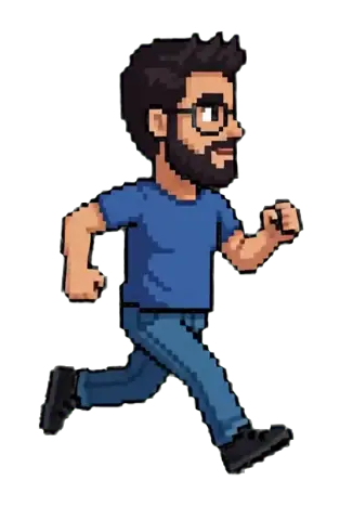 Pixel-art avatar of Pedro Fuentes, running